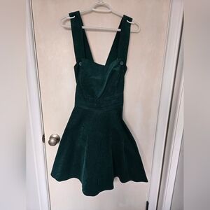 Hell Bunny Forest Green Courderoy Pinafore Dress